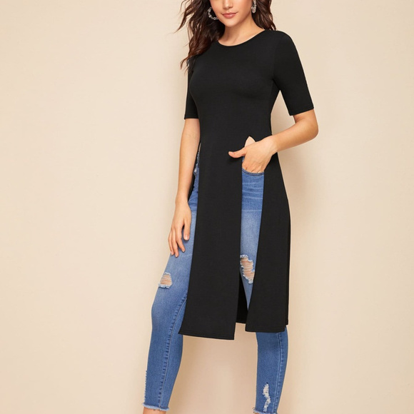 Long Layer Short Sleeve Pullover Cotton Tee Shirt. - Picture 2 of 5